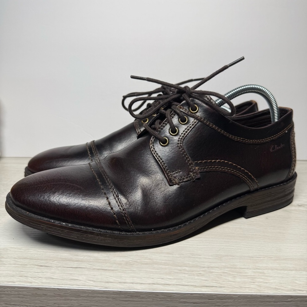 Clarks Men's Size 11 M Dress Delsin View Burgundy Leather Oxford Shoes 26103536